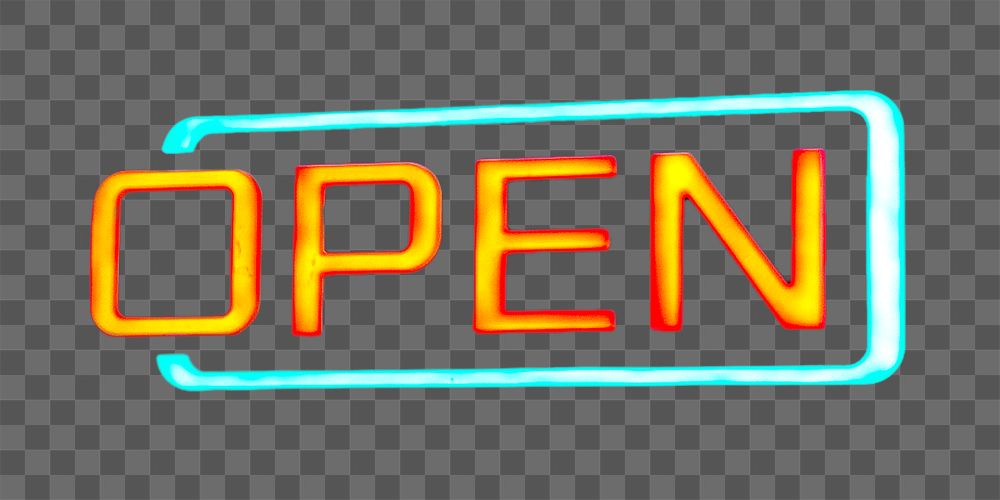 PNG Open neon sign, collage element, transparent background