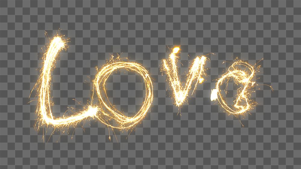 PNG Love sparklers, collage element, transparent background