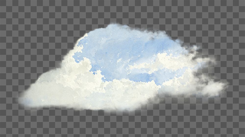 Sky & clouds png watercolor illustration element, transparent background. Remixed from Aaron Edwin Penley artwork, by…
