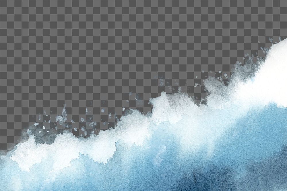 PNG Stormy blue ocean in watercolor, transparent background
