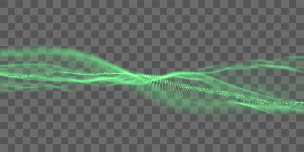 Digital green wave png, transparent background
