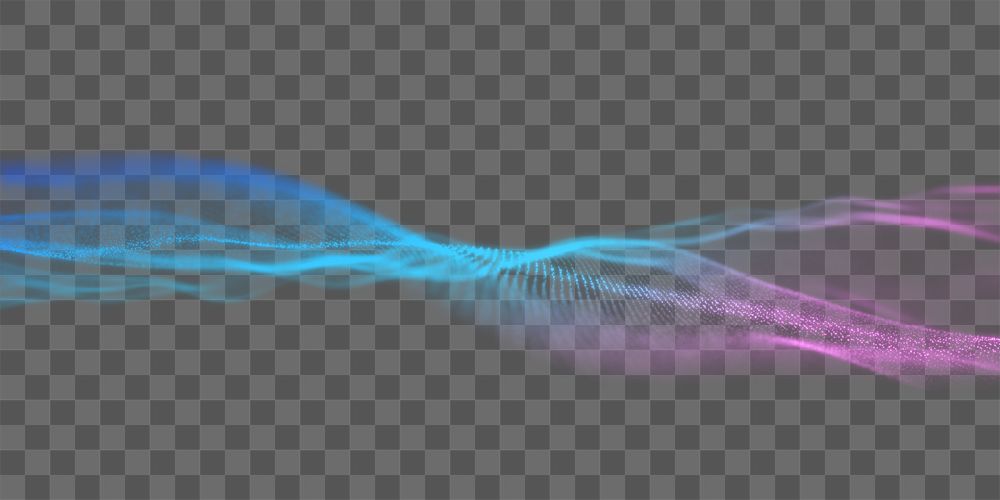 Dynamic wave png gradient blue, transparent background