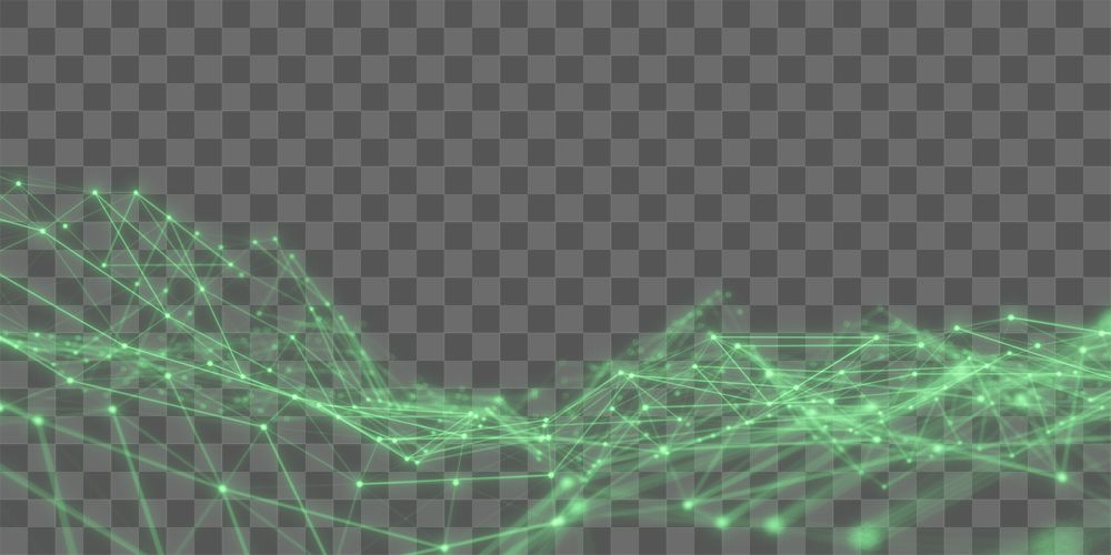 PNG green geometric digital wave, transparent background