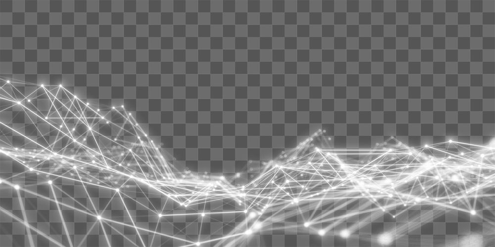 Digital network png white geometric wave, transparent background