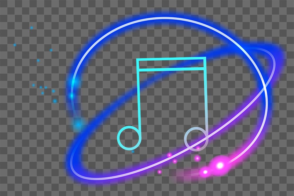 Png neon online music icon, transparent background