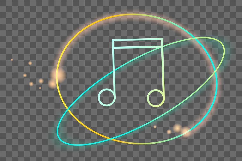 Png neon online music icon, transparent background