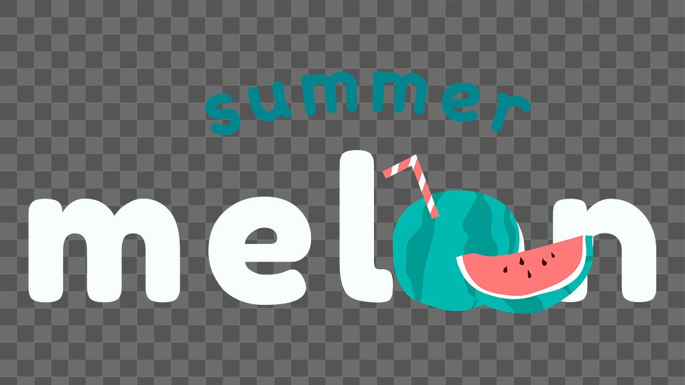 Png summer melon word design element, transparent background
