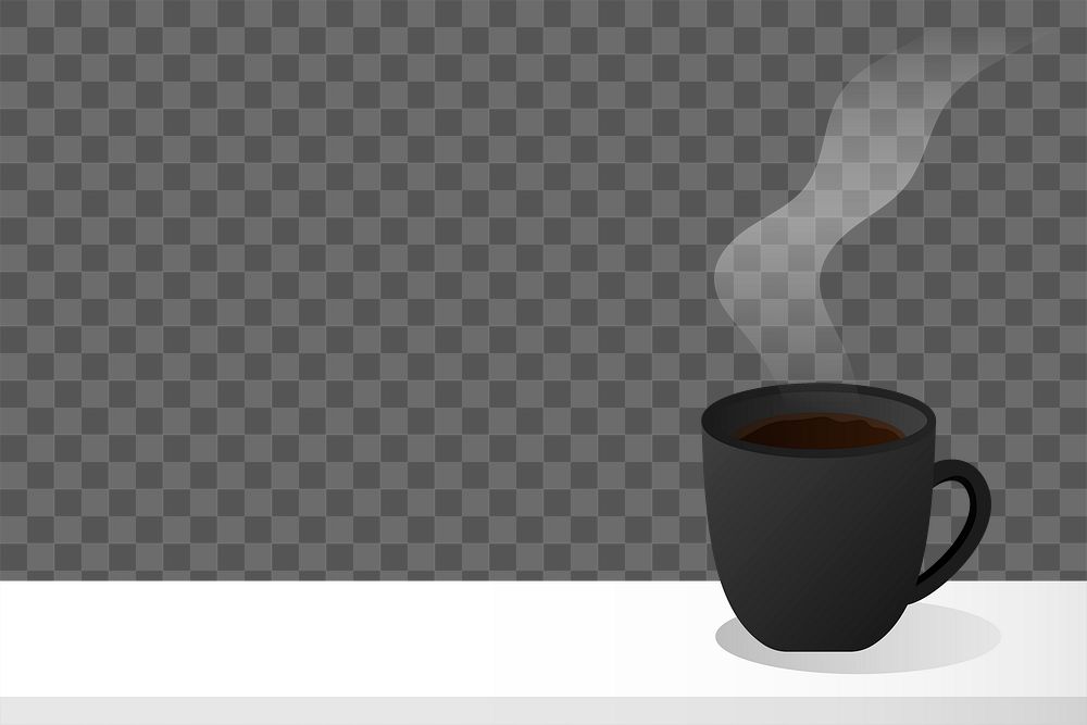 Png coffee on table border, transparent background