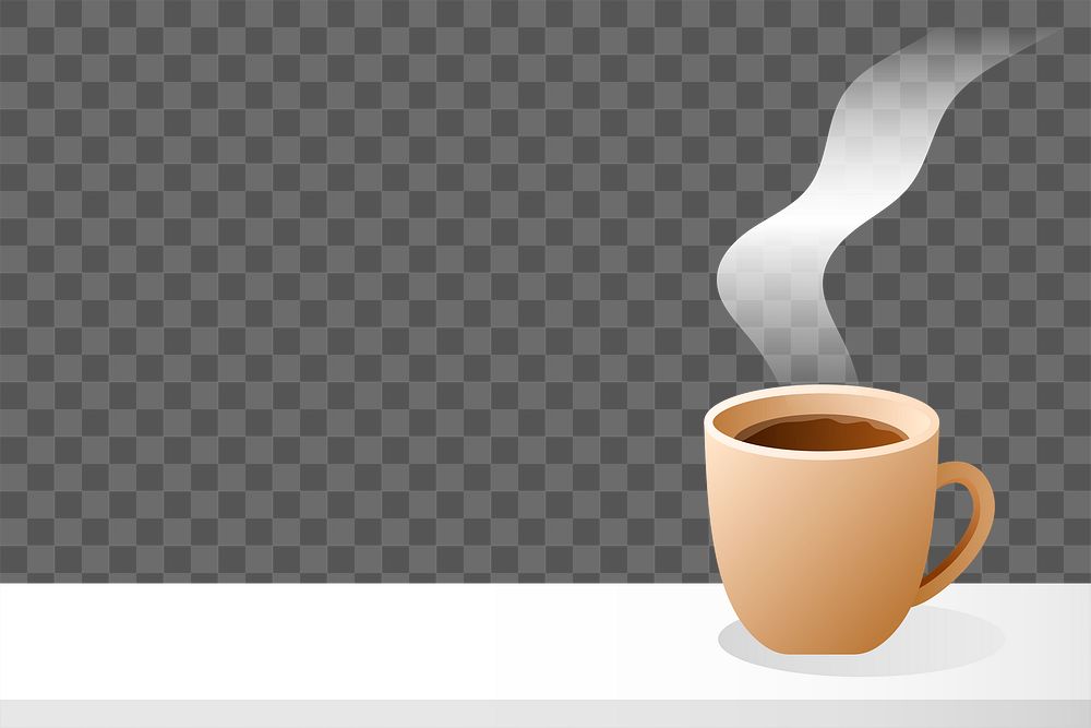 Png coffee on table border, transparent background