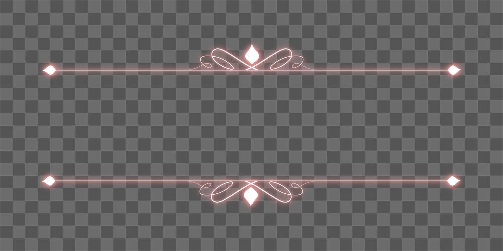 Png pink neon design border, transparent background