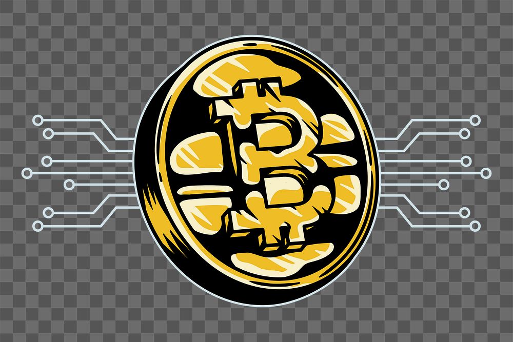 Png Hand drawn bitcoin icon illustration element, transparent background