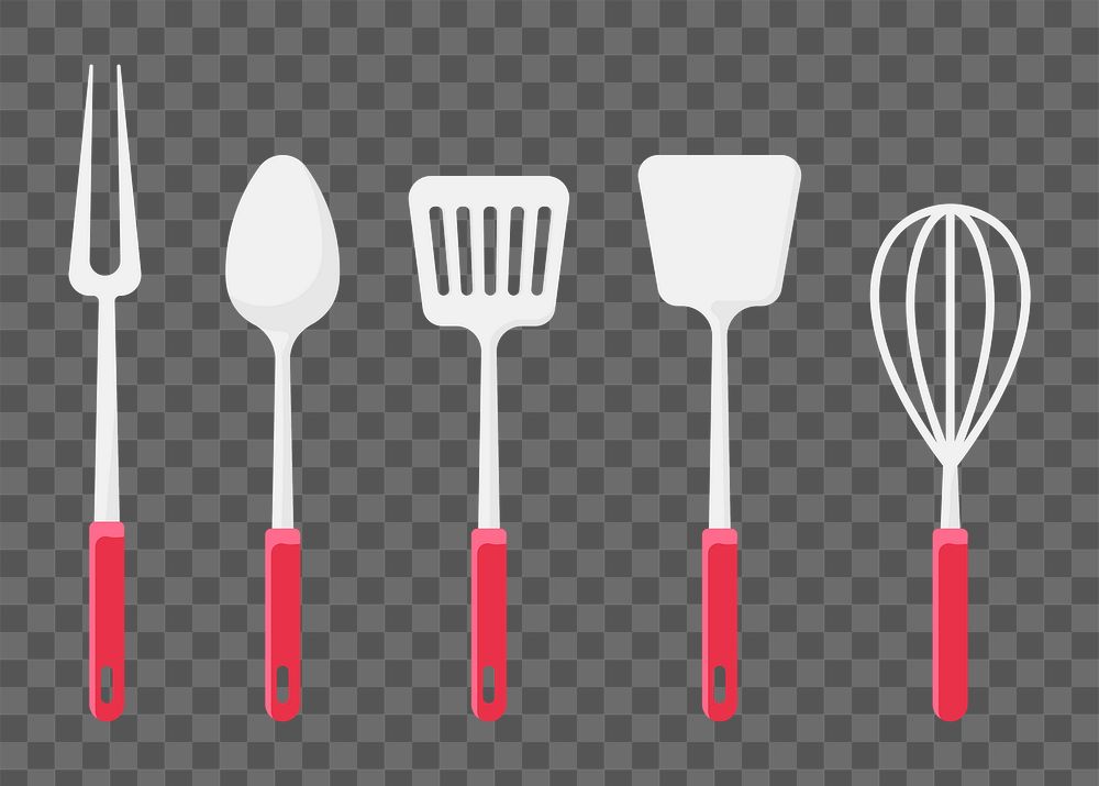 Png cooking utensils set  sticker, transparent background