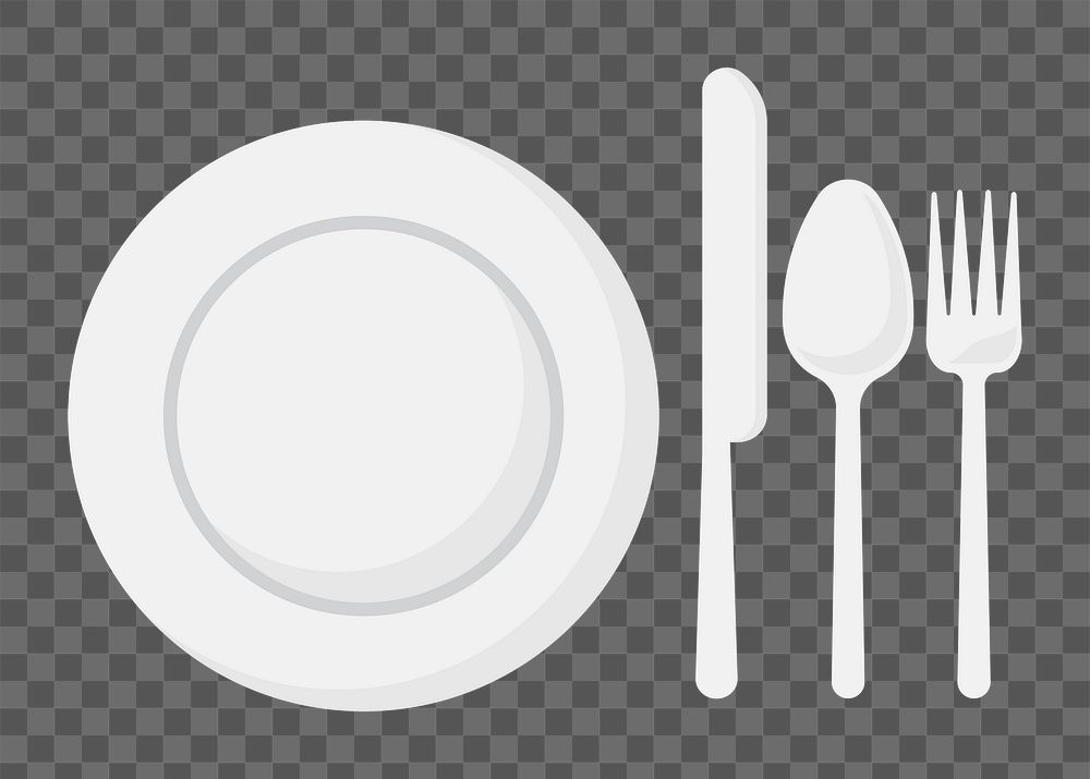 Png  white utensils set  sticker, transparent background
