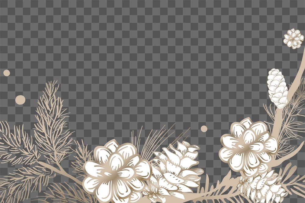 Beige flower png border, transparent background