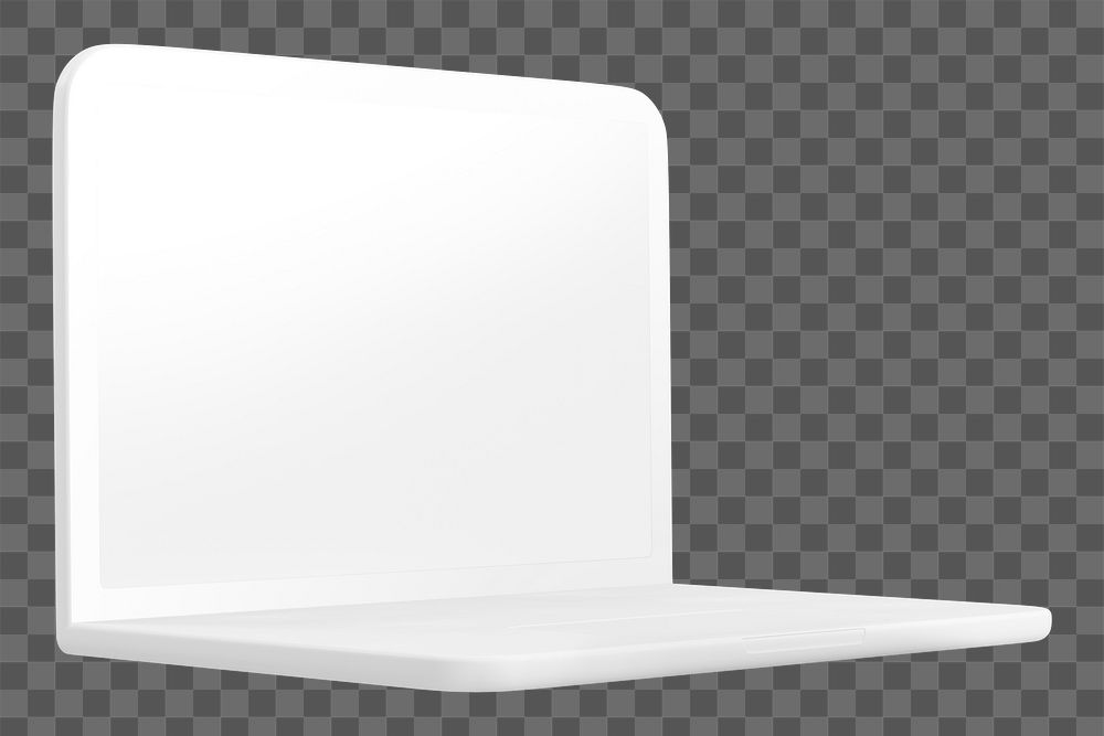 Laptop blank screen png, 3D digital device illustration transparent background