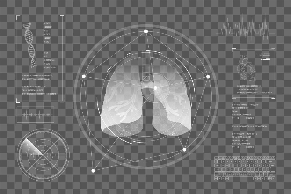 Lungs hologram png medical technology, transparent background