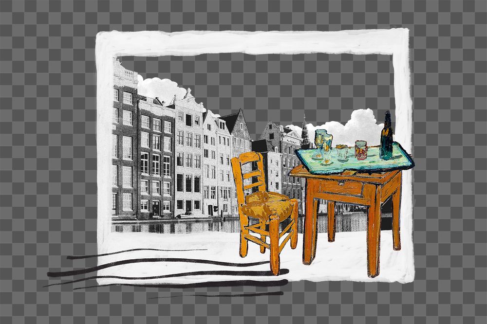 Famous artwork png Van Gogh's bedroom sticker, transparent background, remixed by rawpixel