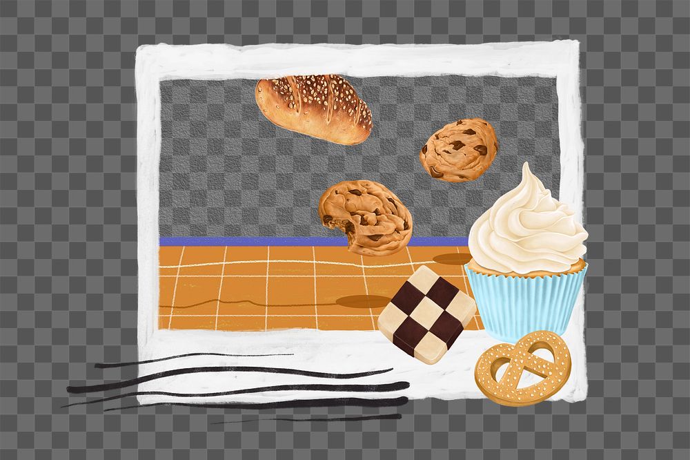 Aesthetic bakery png hobby instant photo frame sticker, transparent background