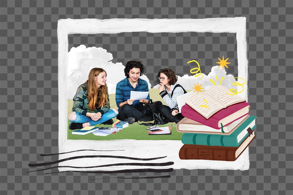Aesthetic education png high students instant photo frame sticker, transparent background