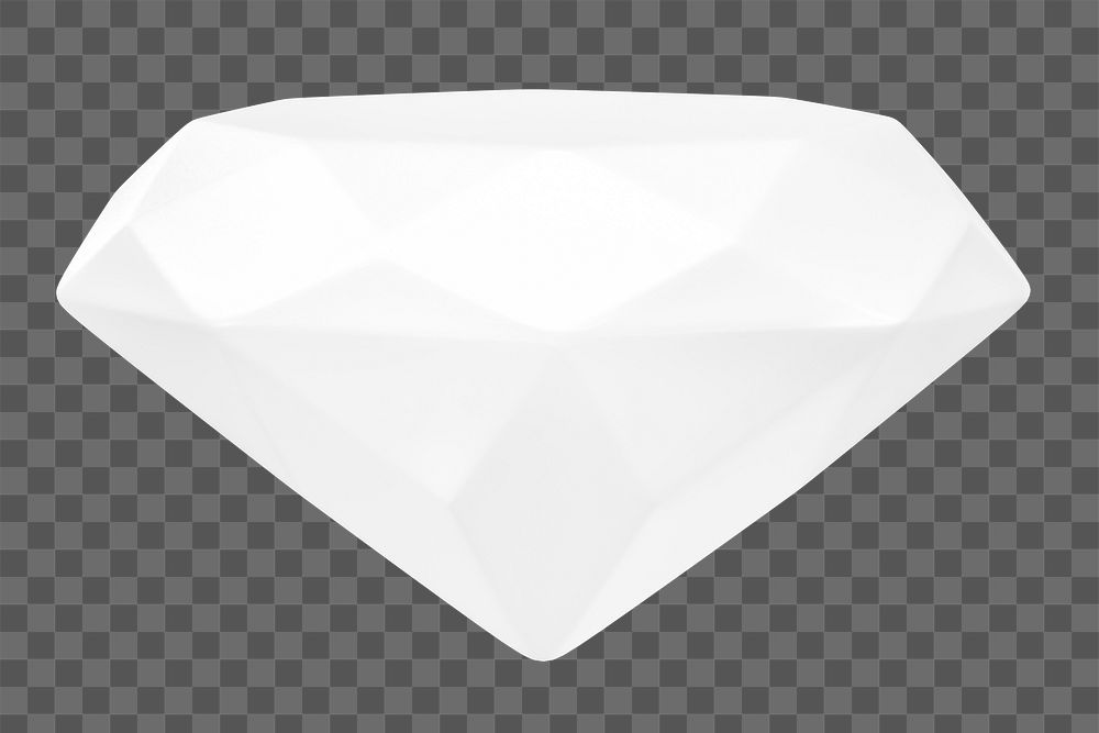 White diamond png 3D shape, transparent background