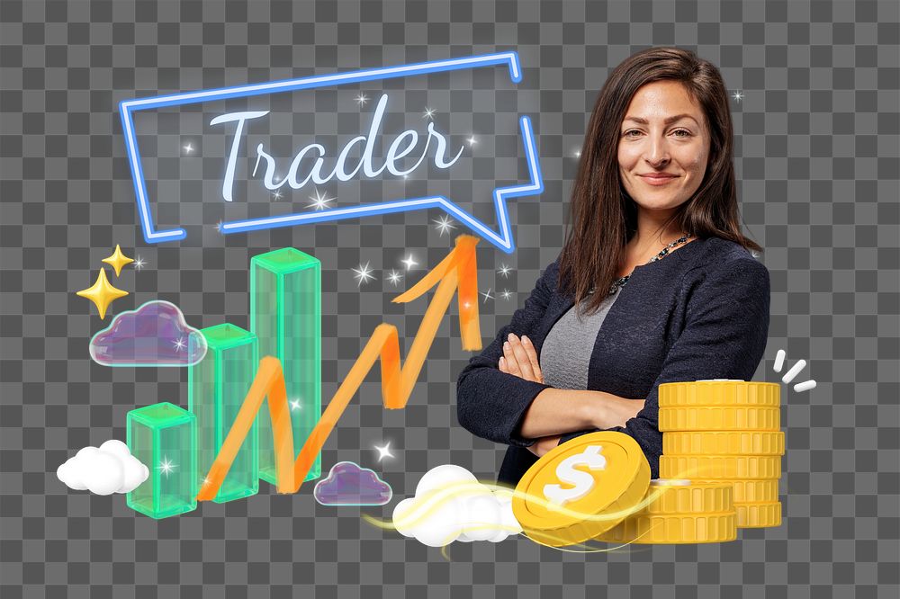 Stock trader png word element, 3d remix, transparent background