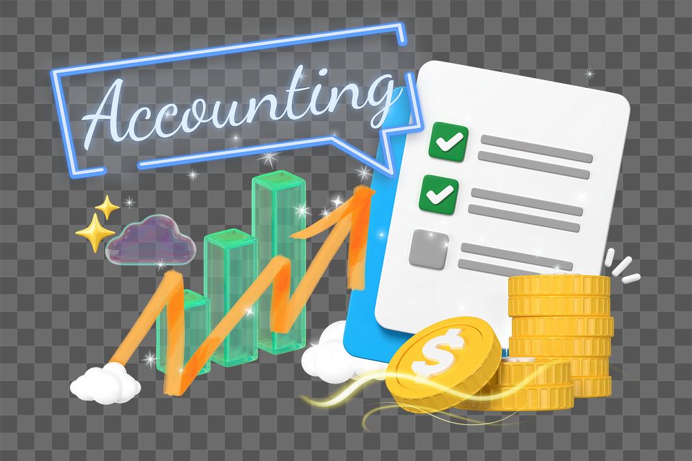 Accounting, finance png word element, 3d remix, transparent background