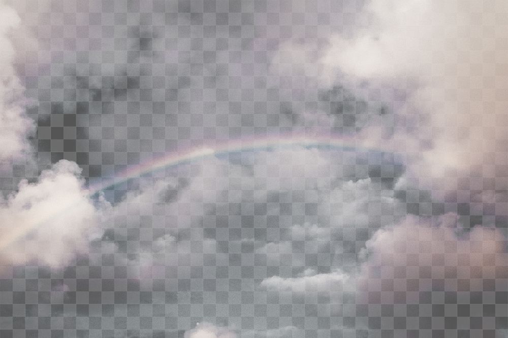 PNG Rainbow cloudy sky, transparent background