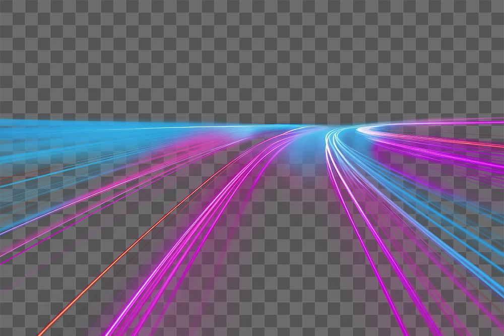 PNG purple and cyan light trail effect, transparent background AI generated image by rawpixel