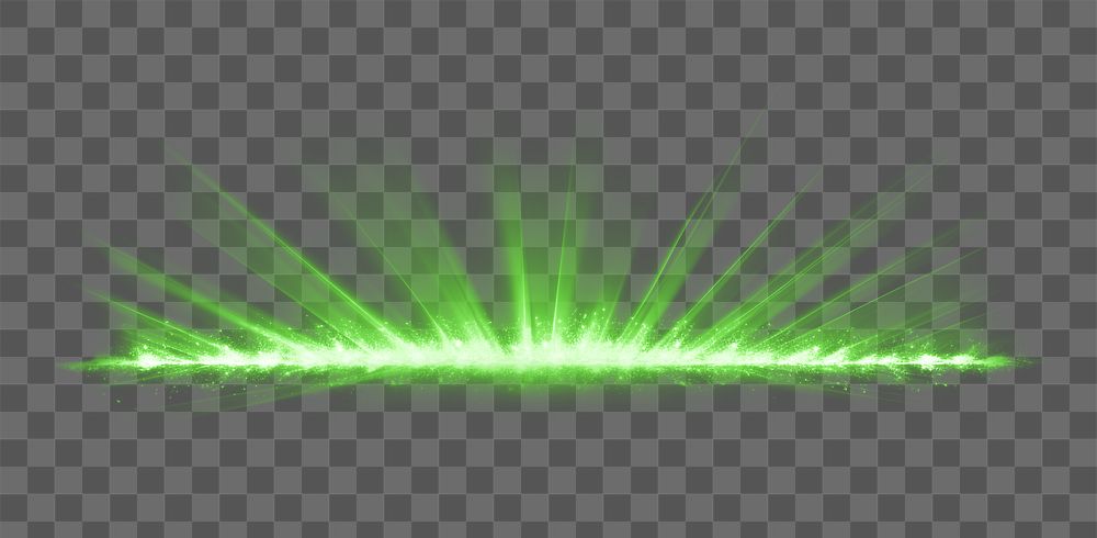 Ray lens flare png green light effect sticker, transparent background