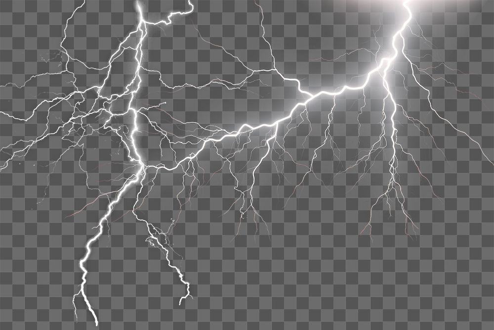 PNG Lightning thunder overlay effect, transparent background