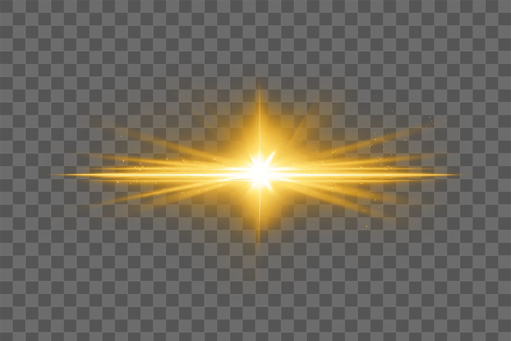 Sunburst png yellow light effect sticker, transparent background