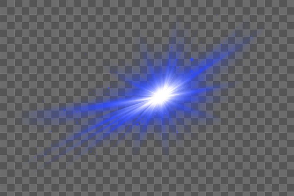 Sunburst png blue light effect sticker, transparent background