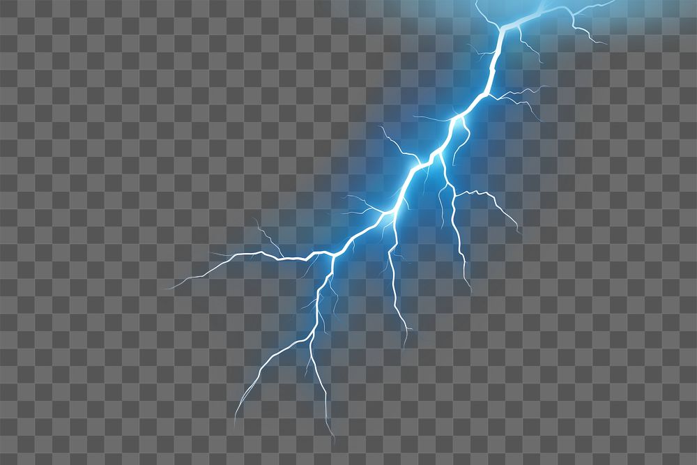 PNG Lightning thunder overlay effect, transparent background