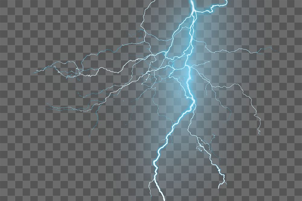 PNG Lightning thunder overlay effect, transparent background