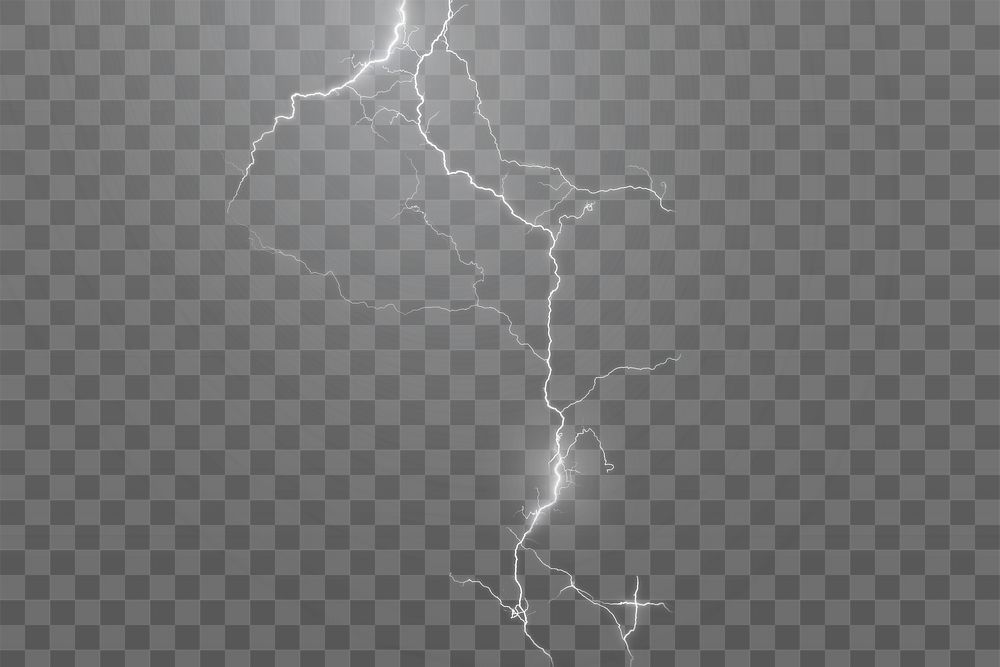 PNG Lightning thunder overlay effect, transparent background