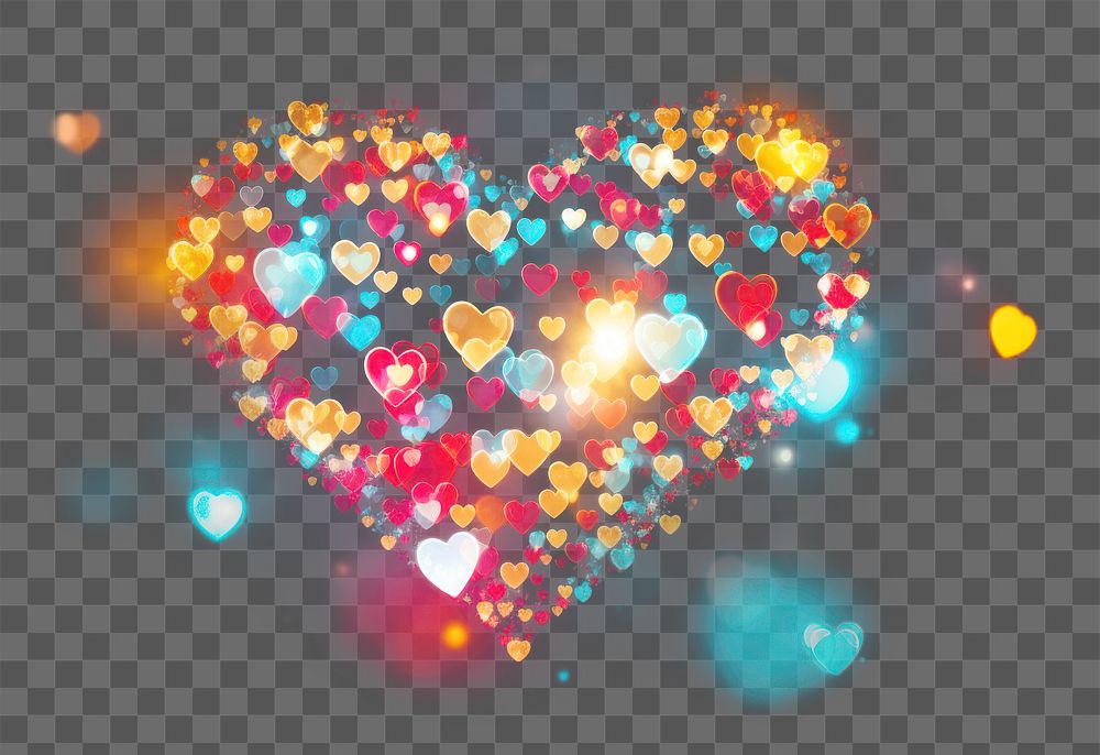 PNG Heart bokeh backgrounds black background illuminated. AI generated Image by rawpixel.