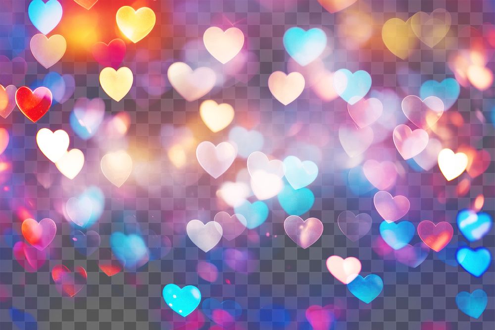 PNG Bokeh hearts background backgrounds illuminated celebration. AI generated Image by rawpixel.