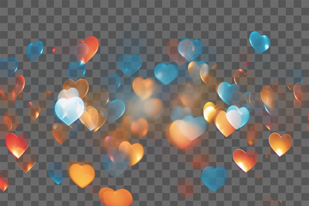 PNG Bokeh hearts background backgrounds black background illuminated. AI generated Image by rawpixel.
