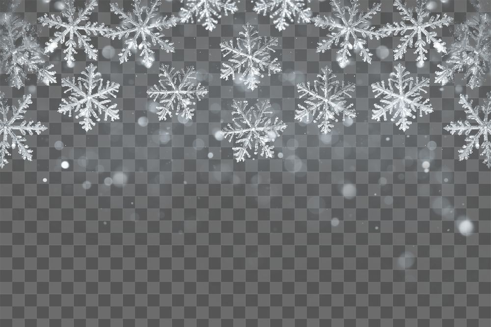 Falling snowflakes png overlay, transparent background
