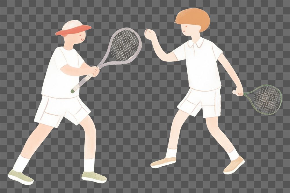 PNG Two boys playing tennis sports racket child. AI generated Image by rawpixel.