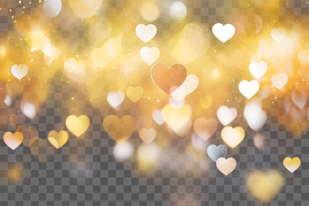 PNG Heart pattern bokeh effect background backgrounds gold illuminated. AI generated Image by rawpixel.