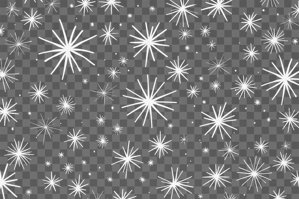 PNG black texture background with white *minimal star burst illustrations*, in the style of playful animation drawing, kids…