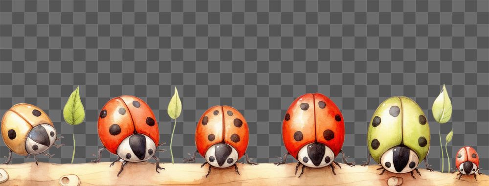 PNG  Ladybugs border animal insect invertebrate. AI generated Image by rawpixel.