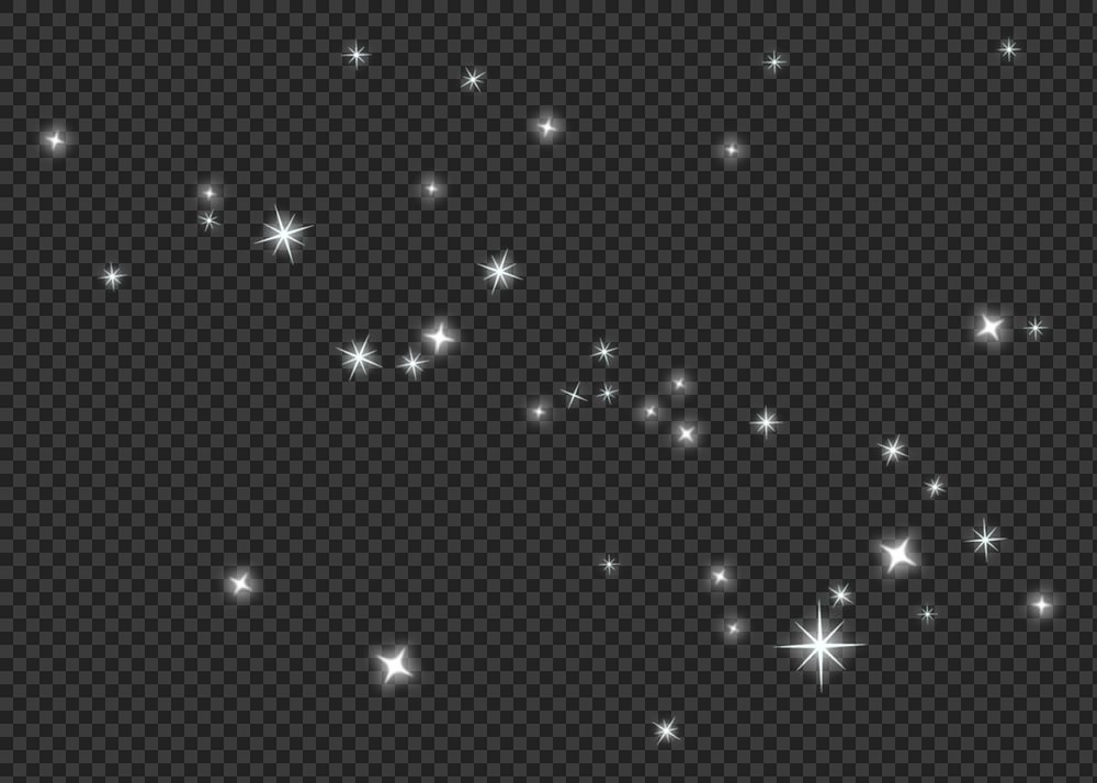 White sparkles png effect, transparent background