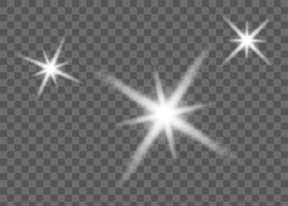 White sparkles png effect, transparent background