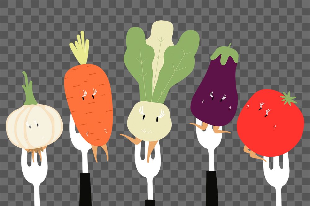 Healthy diet png clipart, vegetable cartoon on transparent background