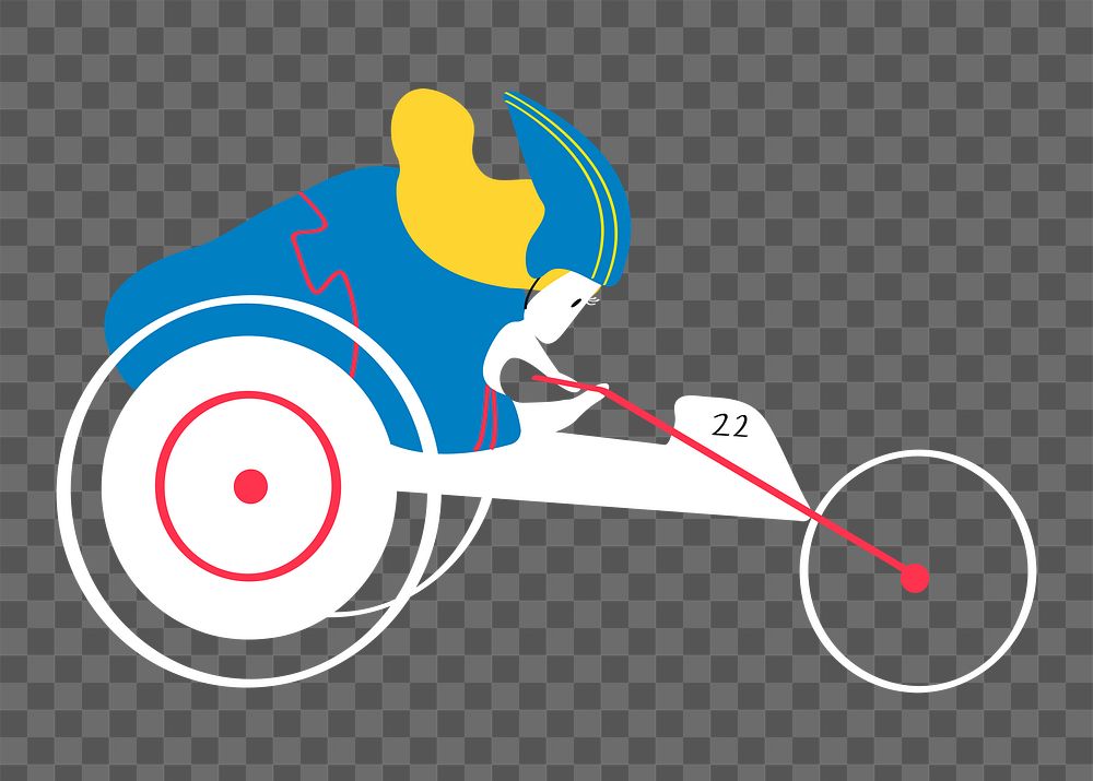 Wheelchair racer png clipart, paralympics sport doodle on transparent background
