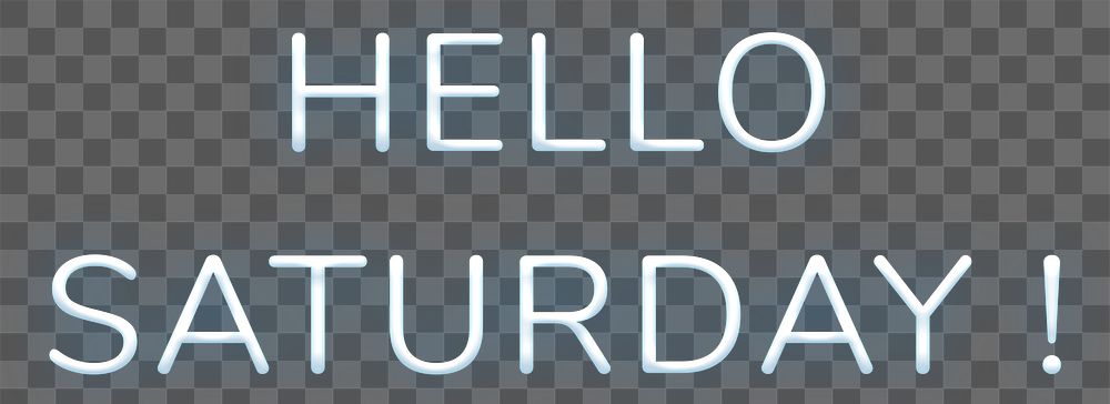Glowing neon Hello Saturday! png typography