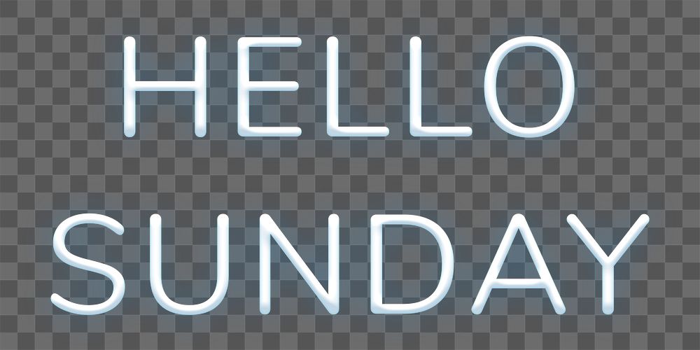 Neon word Hello Sunday png lettering