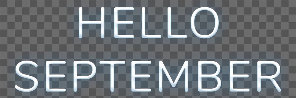 Hello September png neon typography